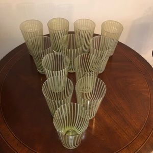 Large glass cups in olive. 12 cups never used.